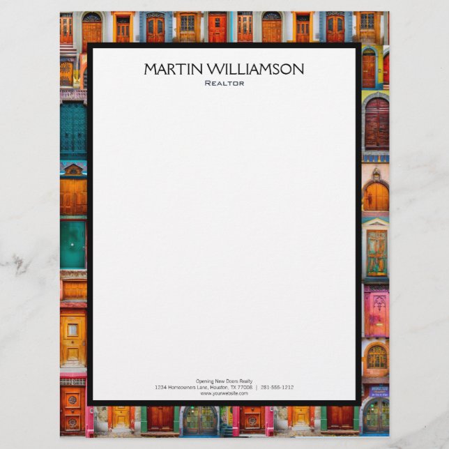 専門のモダンなドアの不動産の新しい家 レターヘッド (正面)