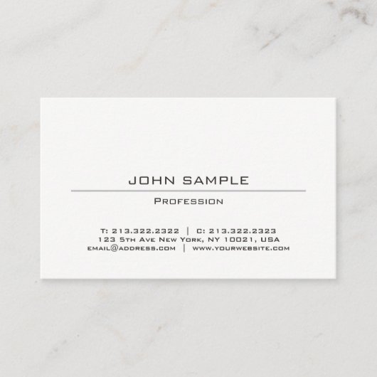 専門のモダンな最小主義のシンプルな設計の白 名刺 (正面)