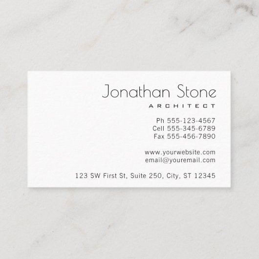 専門のモダンな灰色及び白く具体的な質 名刺 (裏面)