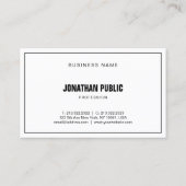 専門のモダンな白黒のエレガントでシンプルな上 名刺 (裏面)