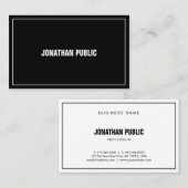 専門のモダンな白黒のエレガントでシンプルな上 名刺 (正面/裏面)