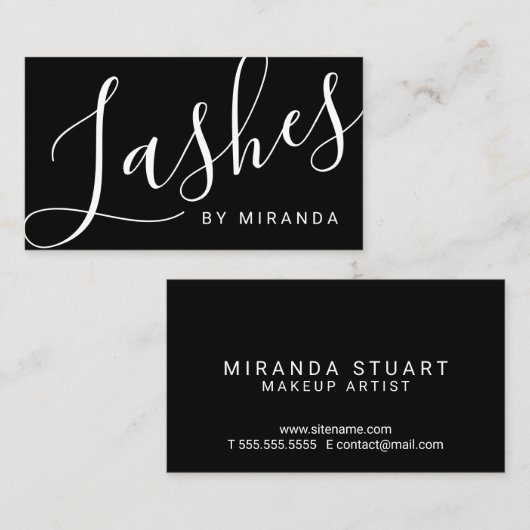 専門のモダンな白黒メーキャップアーティスト 名刺 (正面/裏面)