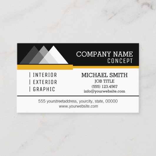 専門のモダンな白黒 名刺 (正面)