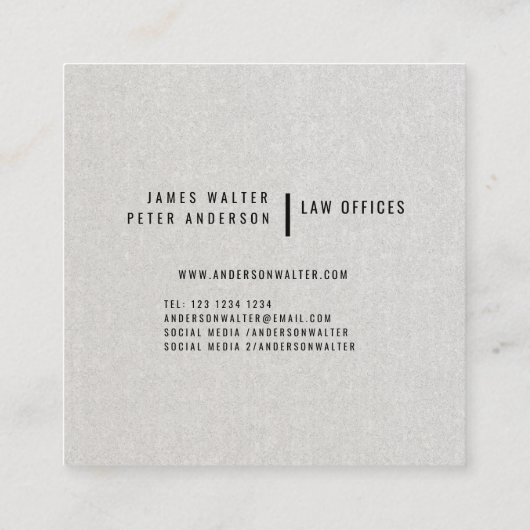 専門のモダンな砂の最小主義のシンプルなはっきりした スクエア名刺 (裏面)