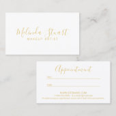 専門のモダンな金ゴールドおよび白いアポイントメント 予約カード (正面/裏面)