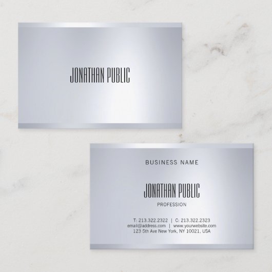 専門のモダンな銀製の一見のエレガントで魅力的な平野 名刺 (正面/裏面)