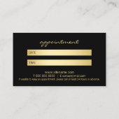 専門のモダンな黒および金ゴールドのアポイントメント 予約カード (裏面)