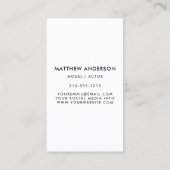 専門のモデル俳優の写真の白 名刺 (裏面)