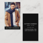 専門のモデル俳優の写真の黒 名刺 (正面/裏面)