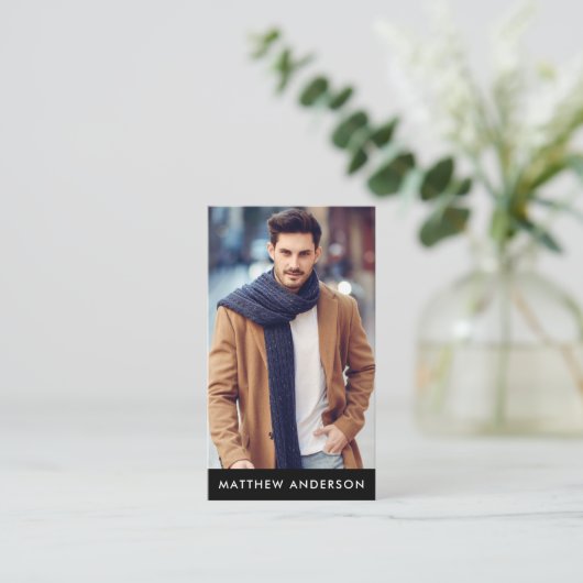 専門のモデル俳優の写真の黒 名刺 (スタンド正面)