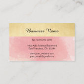 専門のモノグラムのな金ゴールドのピンクの水彩画 名刺 (裏面)