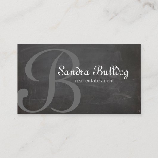 専門のモノグラムのエレガントな不動産のチョーク 名刺 (正面)