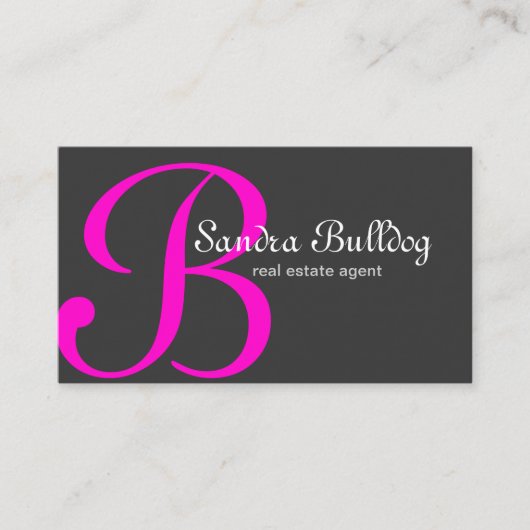 専門のモノグラムのエレガントな不動産のピンク 名刺 (正面)