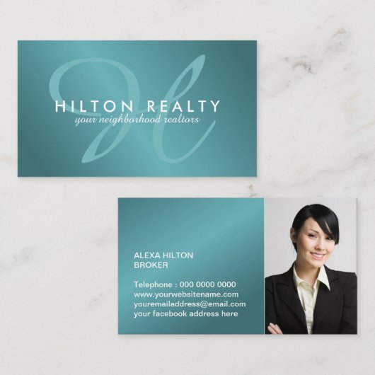 専門のモノグラムの名刺のテンプレート 名刺 (正面/裏面)