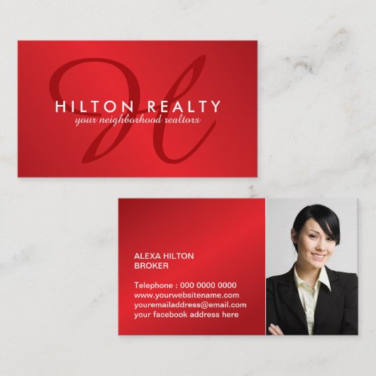 専門のモノグラムの名刺のテンプレート 名刺 (正面/裏面)