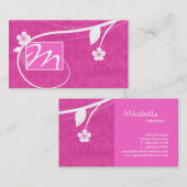 専門のモノグラムの名刺の花柄のピンク 名刺 (正面/裏面)