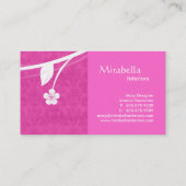 専門のモノグラムの名刺の花柄のピンク 名刺 (裏面)