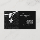 専門のモノグラムの名刺の花柄の黒 名刺 (裏面)