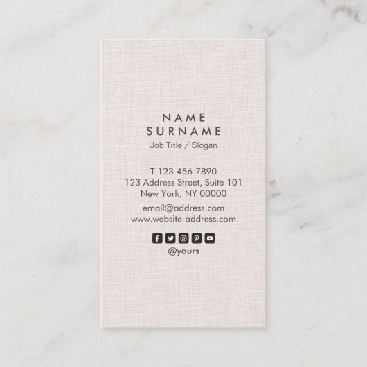 専門のレイアウトのリネン縦の名刺 名刺 (裏面)