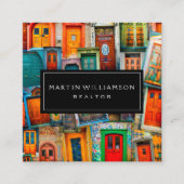 専門の不動産のモダンでクラシックなドア スクエア名刺 (正面)