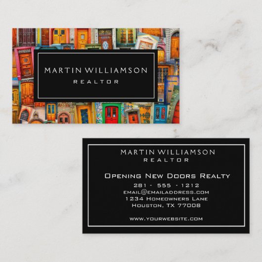 専門の不動産のモダンでクラシックなドア 名刺 (正面/裏面)