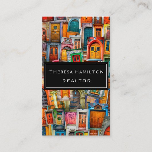 専門の不動産のモダンでクラシックなドア 名刺 (正面)