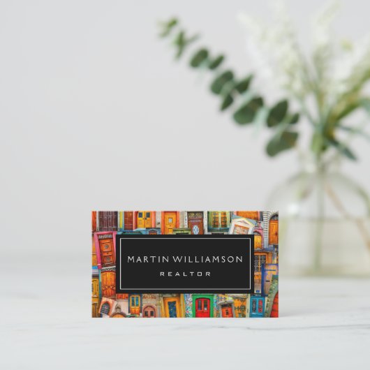 専門の不動産のモダンでクラシックなドア 名刺 (スタンド正面)