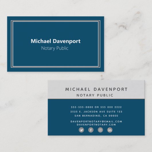 専門の公証人のブルーグレー 名刺 (正面/裏面)