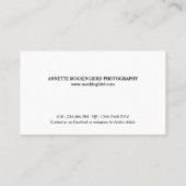 専門の写真のミニマリストの写真撮影 名刺 (裏面)