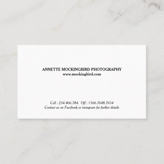 専門の写真のミニマリストの写真撮影 名刺 (裏面)