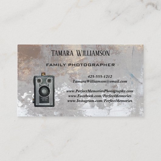 専門の写真撮影のヴィンテージのカメラの写真 名刺 (裏面)
