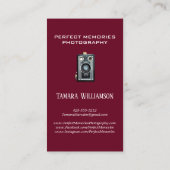 専門の写真撮影のヴィンテージのカメラの写真 名刺 (裏面)