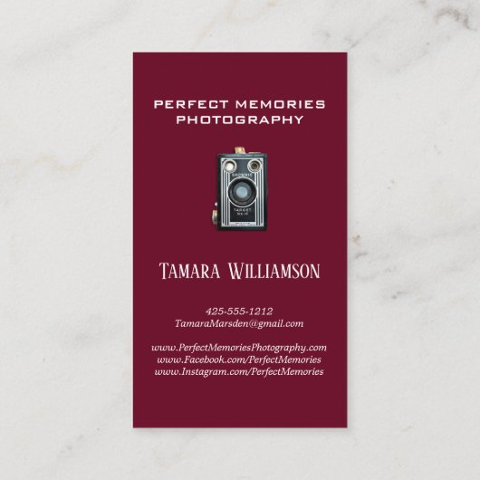専門の写真撮影のヴィンテージのカメラの写真 名刺 (裏面)