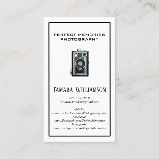 専門の写真撮影のヴィンテージのカメラの写真 名刺 (裏面)