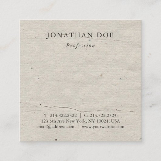 専門の創造的なヴィンテージの歴史的使用された一見 スクエア名刺 (正面)