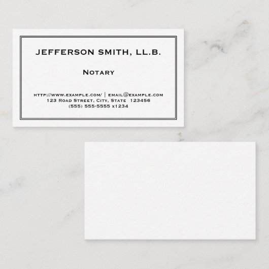 専門の及び控えめに述べられた公証人の名刺 名刺 (正面/裏面)