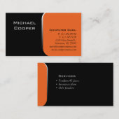 専門の名刺コンピュータオレンジ 名刺 (正面/裏面)