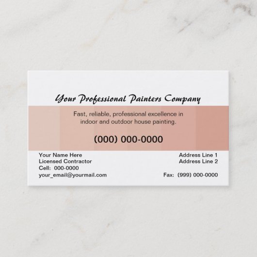 専門の塗装業者、ベージュ色カード 名刺 (正面)