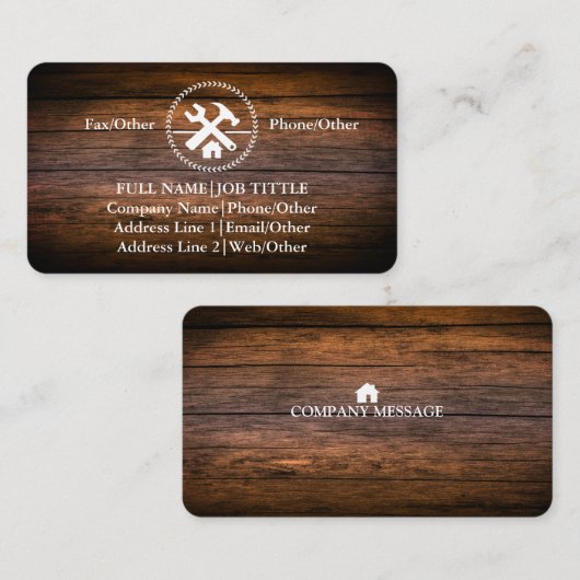 専門の建築者の大工は木工業に用具を使います 名刺 (正面/裏面)