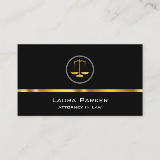 専門の弁護士のクラシックな金ゴールドのスケール 名刺 (正面)