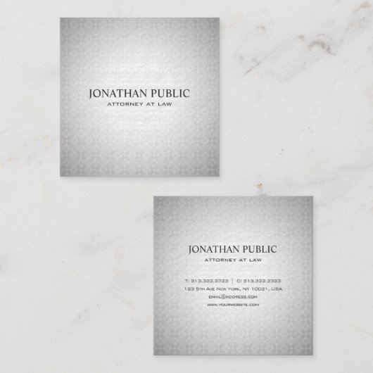 専門の弁護士弁護士のエレガントな銀製の贅沢 スクエア名刺 (正面/裏面)