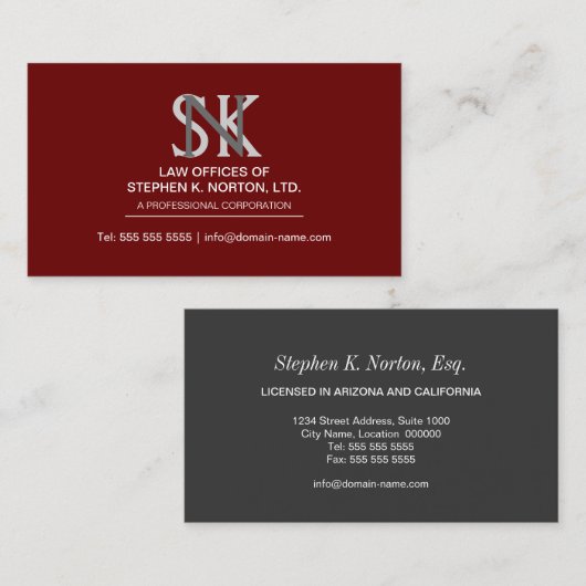 専門の弁護士 名刺 (正面/裏面)