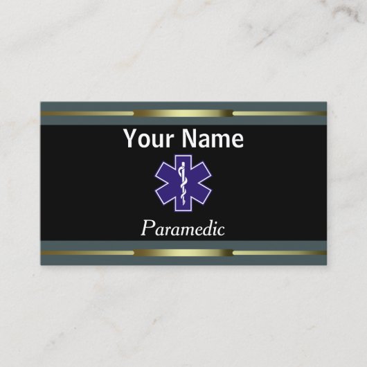 専門の救急医療隊員の金ゴールドおよび黒 名刺 (正面)