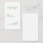 専門の明白できれいな緑および白 名刺 (正面/裏面)