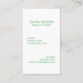 専門の明白できれいな緑および白 名刺