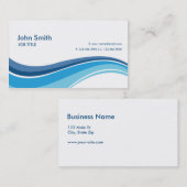 専門の明白でシンプルでモダンな青の波 名刺 (正面/裏面)