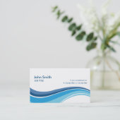 専門の明白でシンプルでモダンな青の波 名刺 (スタンド正面)