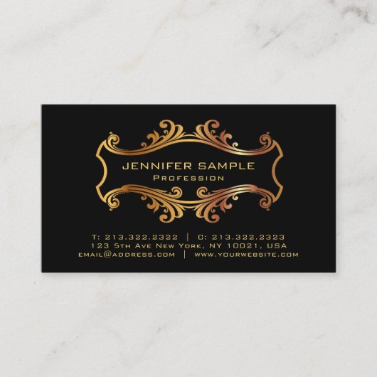 専門の明白な金ゴールドフレームの署名の紫外線光沢 名刺 (正面)