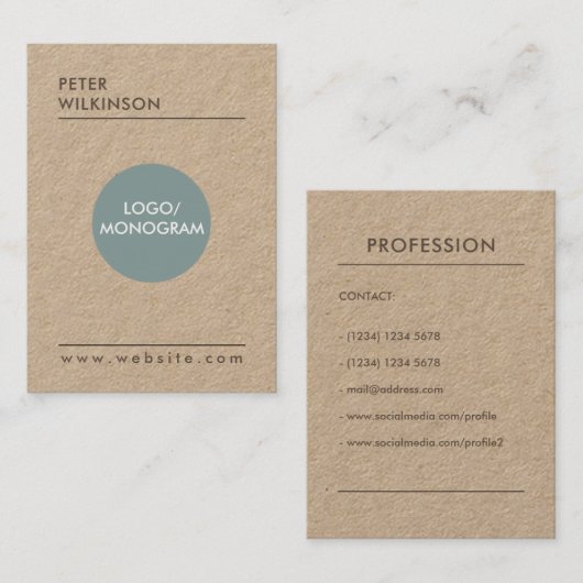 専門の最小主義のスタイル 名刺 (正面/裏面)