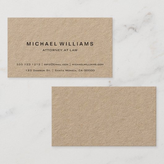 専門の最小主義のモダンで素朴なクラフト 名刺 (正面/裏面)